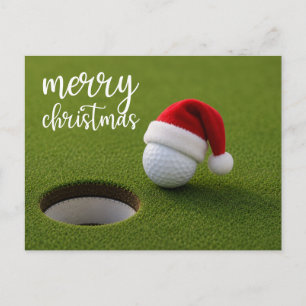Golf Christmas Holiday with golf ball for golfer Postcard