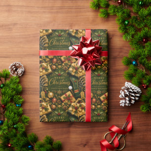 Golf Christmas Holiday Wrapping Paper