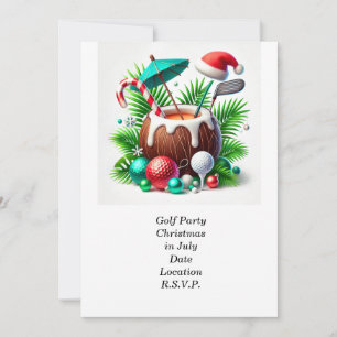 Golf Christmas in July for golfer with golf ball Invitation