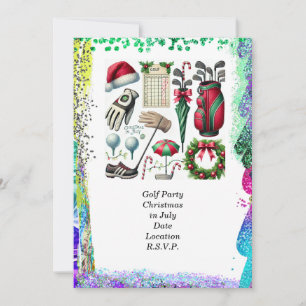 Golf Christmas in July for golfer with golf ball  Invitation