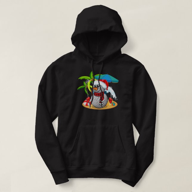 Golf Christmas in July Summer Snowman Golfer Party Hoodie (Design Front)