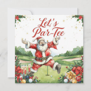 Golf Christmas  Let’s Par tee with Santa Claus   Holiday Card
