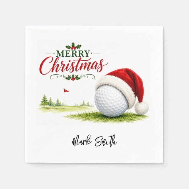 Golf Christmas Let's Par Tee Napkin (Front)