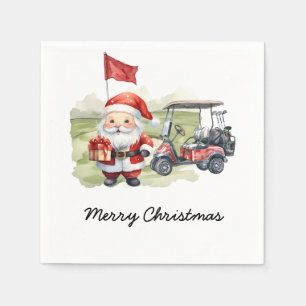 Golf Christmas Napkins: Santa Claus & Golf Cart Napkin