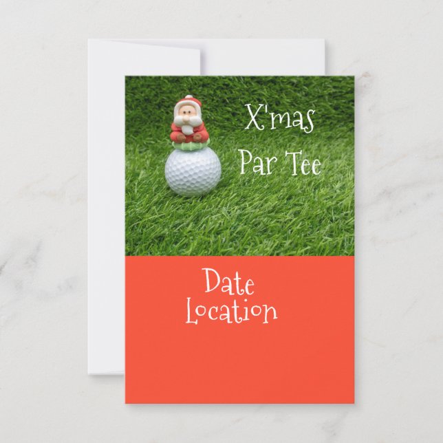 Golf Christmas Party Invitation with Santa Claus (Front)
