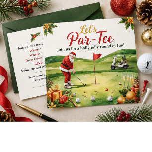 Golf Christmas Party Let’s Par tee with Santa Invitation