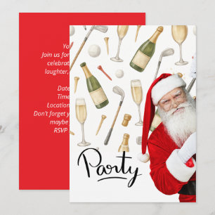 Golf Christmas Party themed with Santa Claus  Invitation