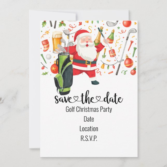 Golf Christmas Party themed with Santa Claus  Invitation (Front)