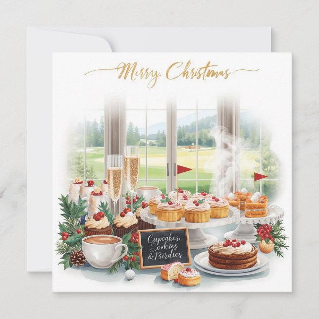 Golf Christmas Party with Golf Course Background Invitation (Front)