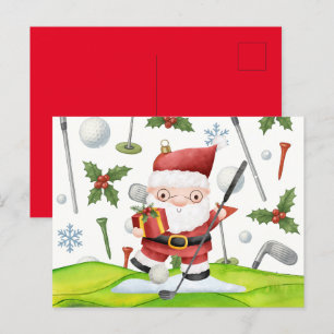 Golf christmas Santa Claus GOLFING Postcard