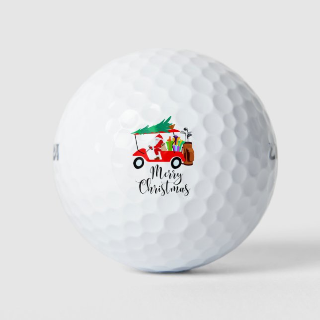 Golf christmas Santa Claus riding golf cart golfer Balls (Front)