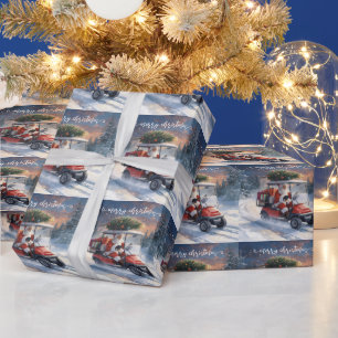 Golf christmas Santa Claus riding golf cart Wrapping Paper