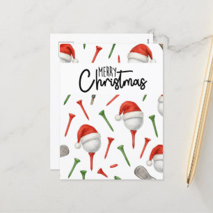 Golf Christmas Santa Hat Red and Green Tees Holiday Postcard