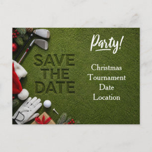Golf Christmas save the date invitation 