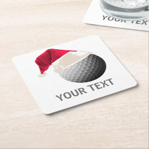 golf christmas square paper coaster