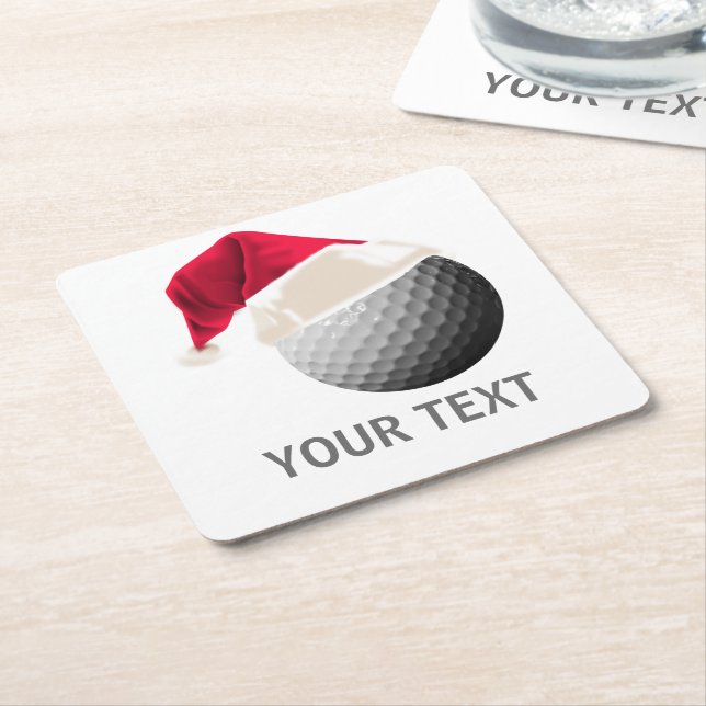 golf christmas square paper coaster (Angled)
