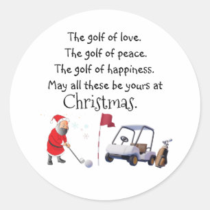 Golf Christmas sticker with  Santa Claus blessing