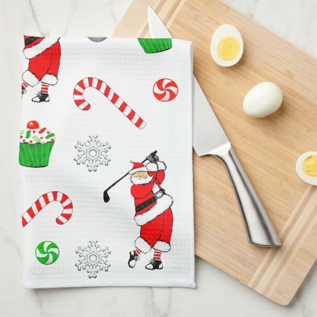Golf Christmas Tea Towel (Quarter Fold)