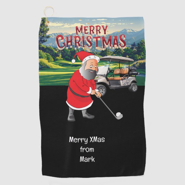 Golf Christmas theme with Santa Claus Towel (Front)
