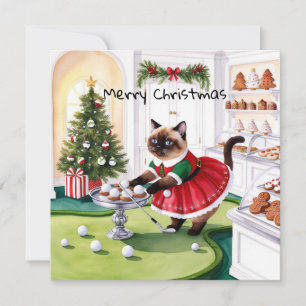 Golf Christmas themed for Cat Lover Golfer Holiday Card