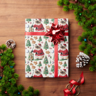 Golf Christmas themed for Cat Lover Golfer Wrapping Paper