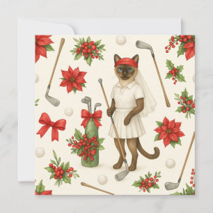 Golf Christmas themed for Cat woman Golfer Holiday Card