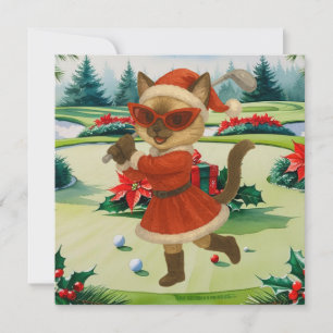 Golf Christmas themed for Cat woman Golfer Holiday Card
