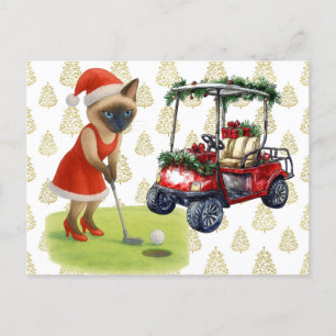 Golf Christmas themed for Cat woman Golfer Holiday Postcard
