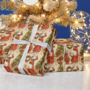 Golf Christmas themed for Cat woman Golfer Wrapping Paper