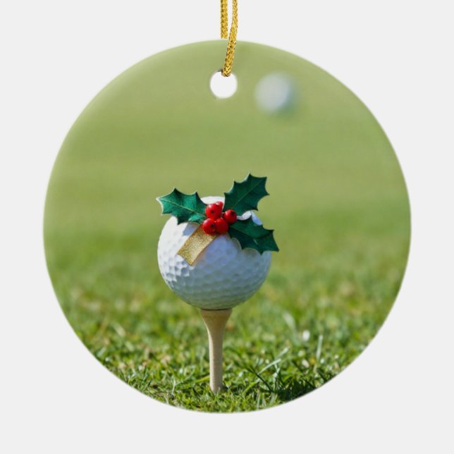 Golf Christmas themed for Christmas Ceramic Tree Decoration (Front)
