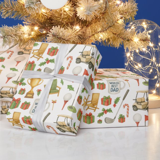 Golf Christmas themed for Golf Dad Father Wrapping Paper (Holidays)