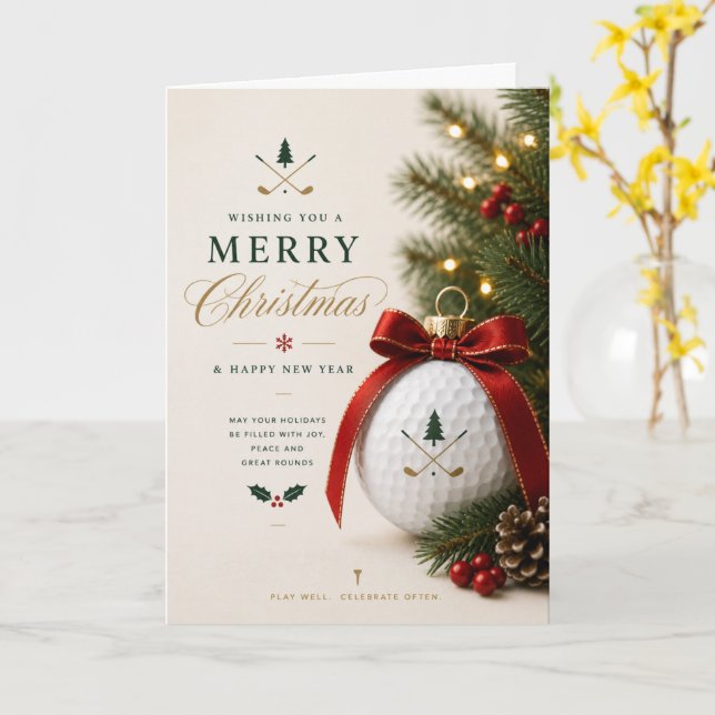 Golf Christmas themed for Golfer Card (Yellow Flower)