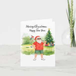 Golf Christmas themed for golfer on course Holiday Card