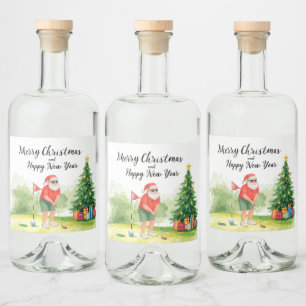 Golf Christmas themed for golfer on course Liquor Bottle Label