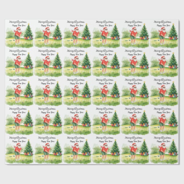 Golf Christmas themed for golfer on course Wrapping Paper (Flat)