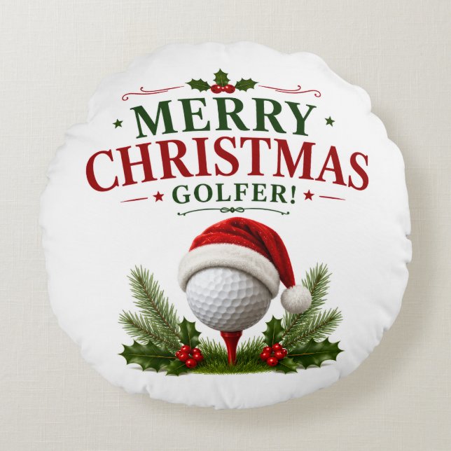 Golf Christmas themed for golfer Round Cushion (Front)