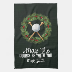 Golf Christmas themed for Golfer Tea Towel