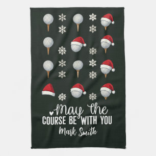 Golf Christmas themed for Golfer Tea Towel