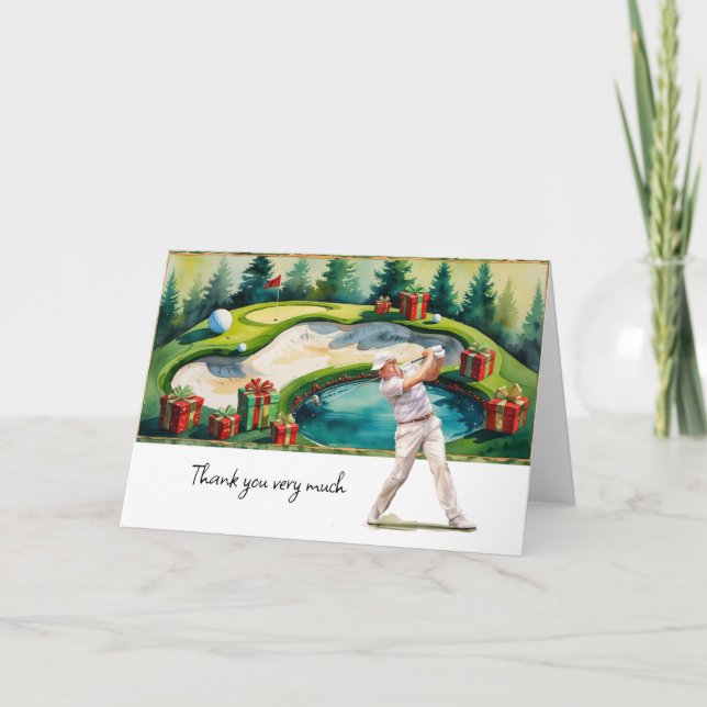 Golf  Christmas themed for golfer thank you gifts Card (Front)