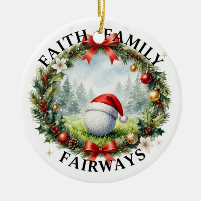 Golf Christmas Themed for Tree Ornament  (Front)