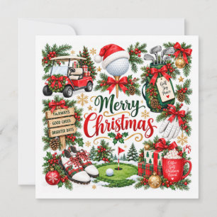 Golf Christmas themed gifts for golfer Holiday Card