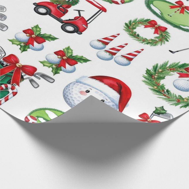 Golf Christmas themed gifts for golfer Wrapping Paper (Corner)