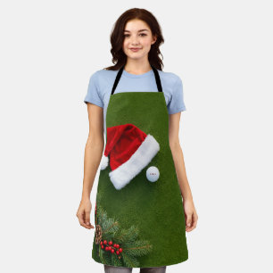 Golf Christmas themed on green grass Apron