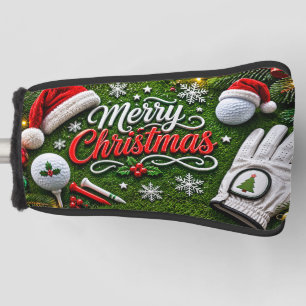 Golf Christmas themed on green grass Head Cover