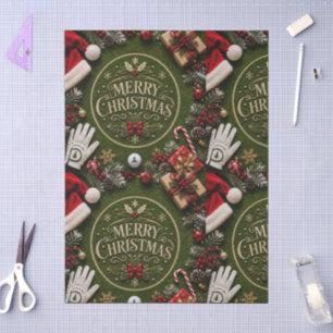 Golf Christmas themed on green grass Tissue Paper
