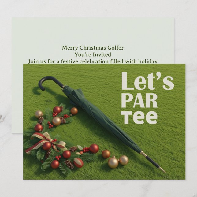 Golf Christmas themed with golf umbrella  Invitation (Front/Back)