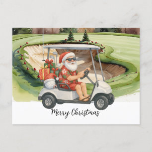 Golf Christmas themed with Santa Claus Holiday Postcard