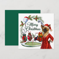 Golf Christmas themed with Siamese Cat Golfer