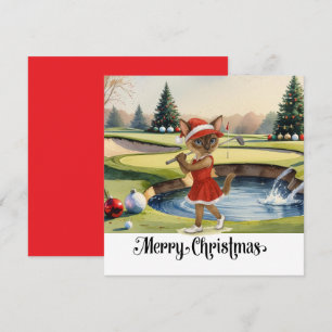 Golf Christmas themed with Siamese Cat Golfer Holiday Card