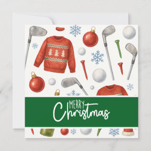 Golf Christmas themed with Sweater for Golfer Holiday Card